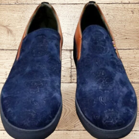 ROBERT GRAHAM men shoes Planetary Navy skulls suede Sz 8 main image 4